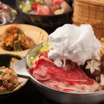 【飛騨牛三味コース】飛騨牛雲上すき焼きと豪華お造りも含む2時間飲み放題『8,000円⇒7,000円』
