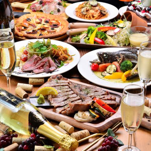 《全日OKプラン》2時間54種類飲み放題付コース【肉C】全8品『Tボーンステーキ』付き5480円