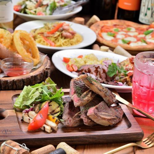 《全日OKプラン》2時間54種類飲み放題付コース【肉A】全7品『骨付きカルビ燻製』付き3980円