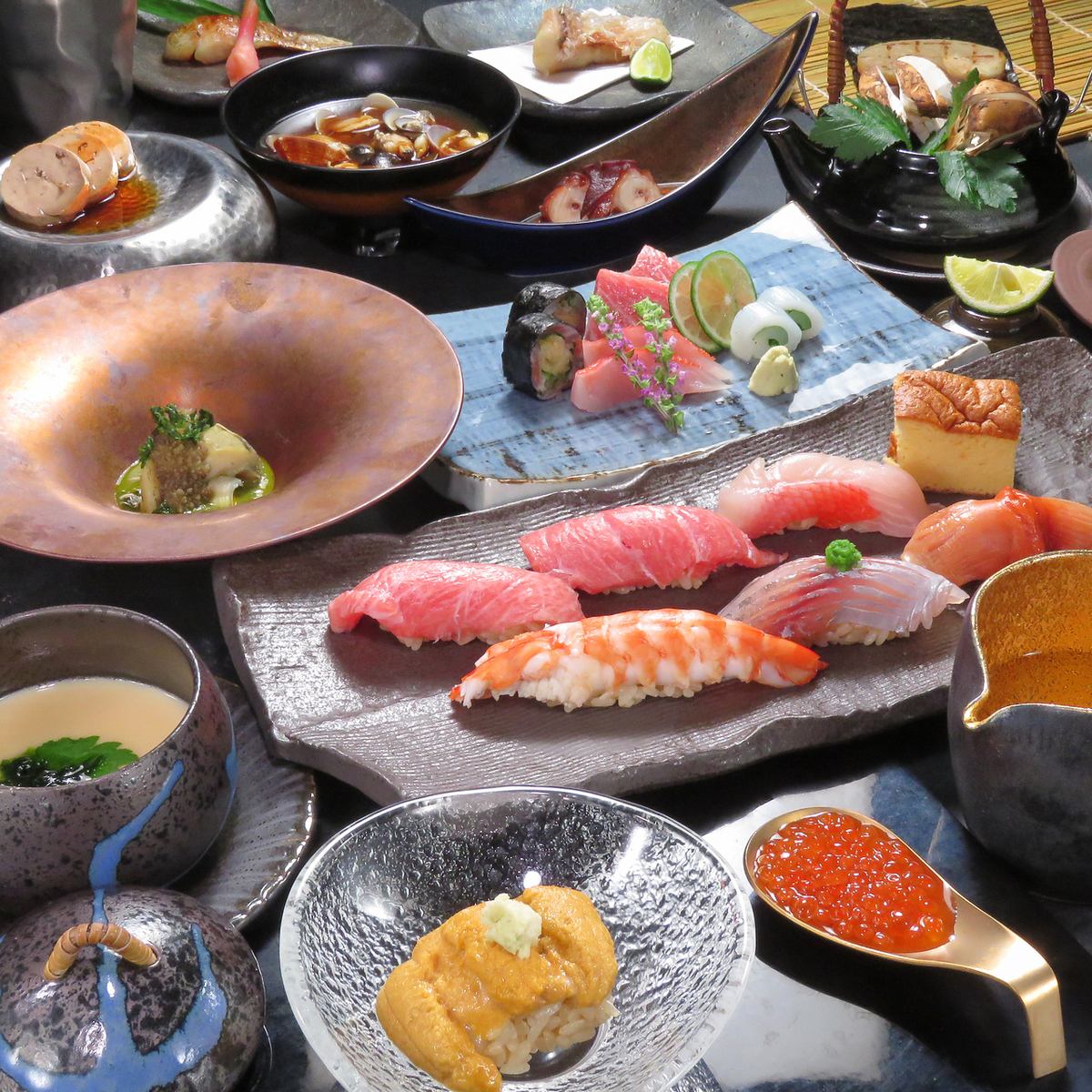 [从涩谷站步行2分钟]享受高级正宗寿司！15,000日元，您可以享用高级正宗寿司和无限量畅饮！