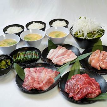 【お手軽京やコース】カルビ、メガネ、阿波鶏もも、豚トロなど全9品3410円(税込)《お料理のみ》