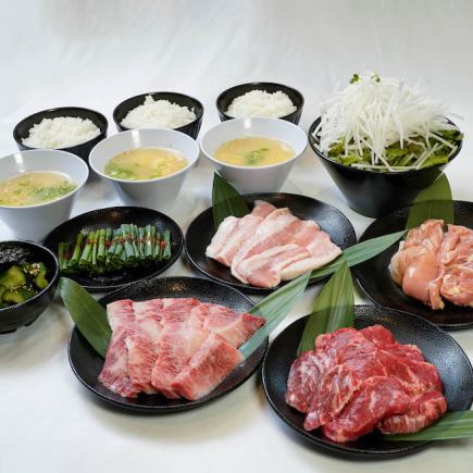 【お手軽京やコース】カルビ、メガネ、阿波鶏もも、豚トロなど全9品3410円(税込)《お料理のみ》