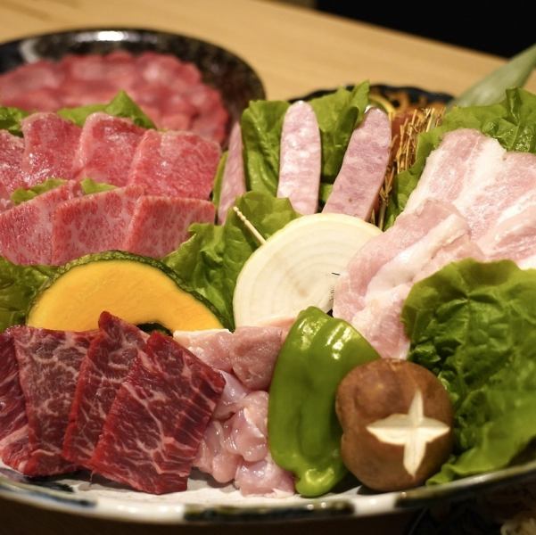 【お手軽京やコース】カルビ、ハラミ、阿波鶏もも、豚トロなど全9品3850円(税込)《お料理のみ》