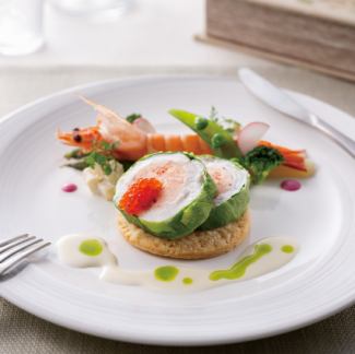 【선택할 수 있는 메인 요리】 참돔과 벚꽃 새우들이 무스의 루로 2종의 대리석 소스