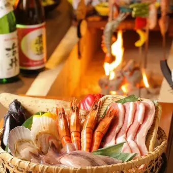 大月町直送鰹のたたき,原始焼き,チキンナンバン等7品『高知堪能コース』2時間飲放付5000円(税込)