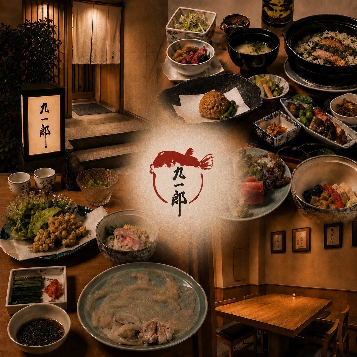 一枚板カウンターが映える、大人のための上質なふぐ専門店