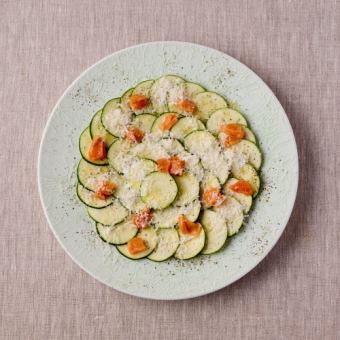 Zucchini and smoked salmon carpaccio