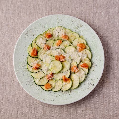 Zucchini and smoked salmon carpaccio