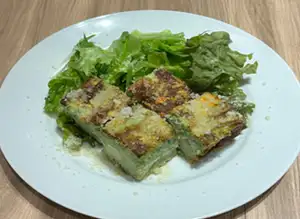Omelet with seasonal vegetables and cheese