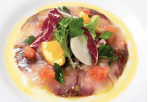 Freshly arrived today: Marinated fish "carpaccio" salad.