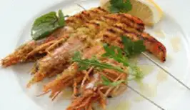 Herb-crusted baked red shrimp