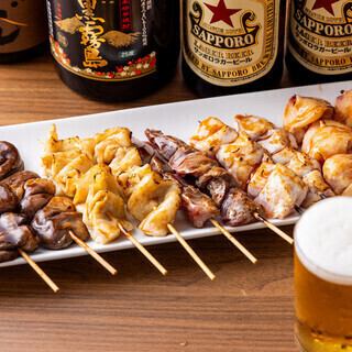 【焼き鳥セット】人気の焼き鳥盛り合わせやグリルチキンなど全8品◎飲み放題付き◆3900円(税込)