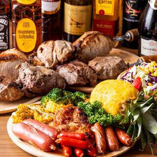 肉好き必見！飲み放題付シュラスコ満喫プラン◆イチボ・ランプ・ハラミを豪快に
