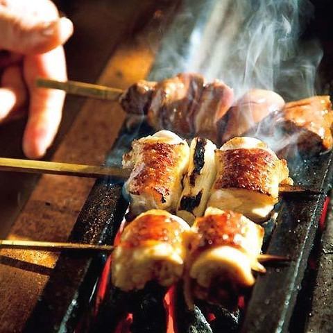 [★299 yen flat rate (329 yen including tax)★] All charcoal-grilled yakitori items at a flat price! We skewer our charcoal-grilled yakitori every day in the store with our secret sauce and seasonings.