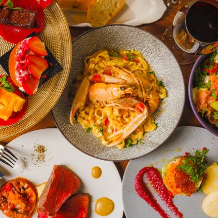 Chef's choice course ◆ Luxurious ingredients such as snow crab, scampi, and Ikeda beef fillet + dessert & coffee or tea