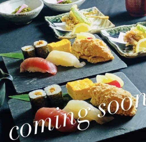 [豪華０次会コース]職人の握る拘り寿司と旬の天プラ等 全5品 2H飲放付3980円（4378円）