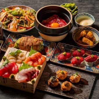 人気No.1コース!北海道を贅沢に♪【北海道満喫コース】プレミアム飲放付 十勝牛土鍋ご飯など