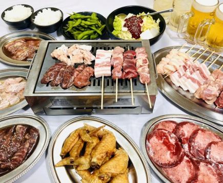 ★【120-minute Yakitori & Yakiniku!】★ Yakiniku beef tongue, yakitori, and all-you-can-eat and drink course! (Total of 12 dishes)