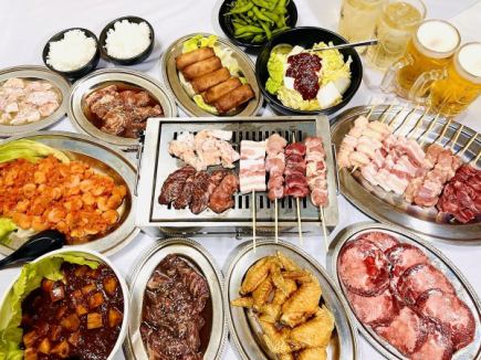 ★【120-minute Wagyu Beef Yakiniku!】★Luxurious Wagyu Beef, Yakitori, Chinese Food, and All-You-Can-Eat and Drink Course! (17 dishes in total)