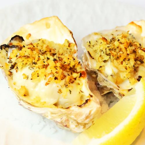 Hiroshima prefecture oysters and quattro cheese baked in herbed breadcrumbs