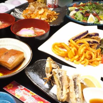 [包含無限暢飲]包含烤海膽醬和Rafute☆13道菜王朝套餐的豪華菜單5,000日元