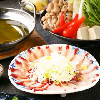 [Nabe] Red sea bream taishabu hotpot, oyster tempura, and sashimi "Ryoma nabe course" 5,000 yen◆150 minutes of all-you-can-drink included