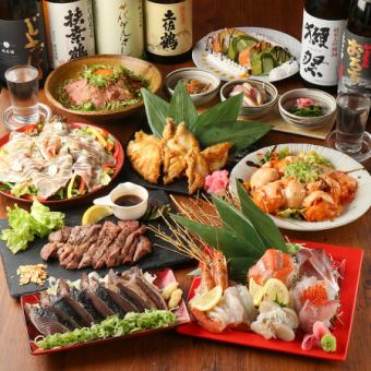 2.5 hours all-you-can-drink◇For welcome parties♪ "Ryoma Course" with beef ribs grilled over straw, oyster tempura, sashimi, etc. 5,000 yen