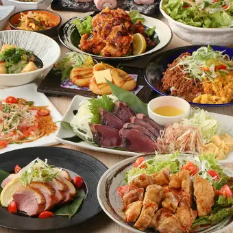 【日～木】宴会に♪若鶏もも肉の藁焼き＆鰹のたたき、お造りなど『椿コース』2時間飲み放題付