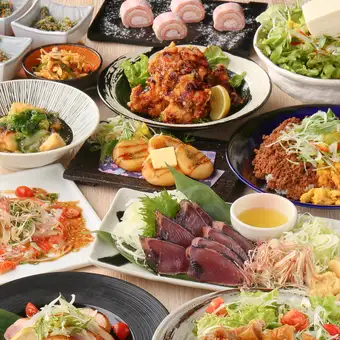宴会/飲み会に♪若鶏と野菜の甘酢かけ、鰹のたたき、お造り等『椿コース』2時間飲放付※金土祝前