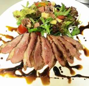 Charcoal-grilled magret duck breast