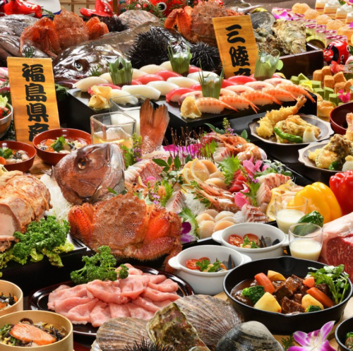 会津を含む東北各県の「郷土料理」や三陸直送の「海の幸」など約50種類をご用意