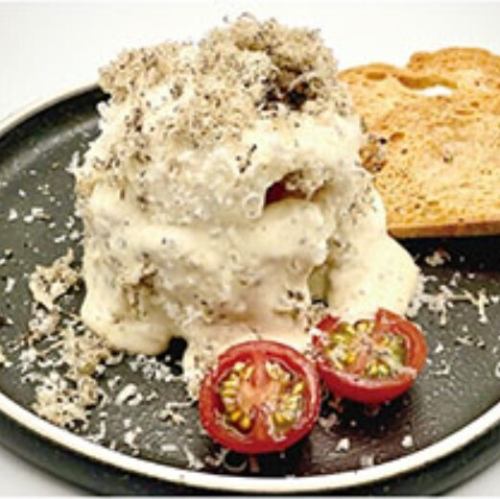 Delicious potato salad sprinkled with truffles