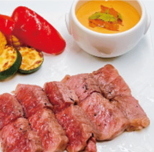 Matsusaka beef loin steak with sea urchin fondue sauce