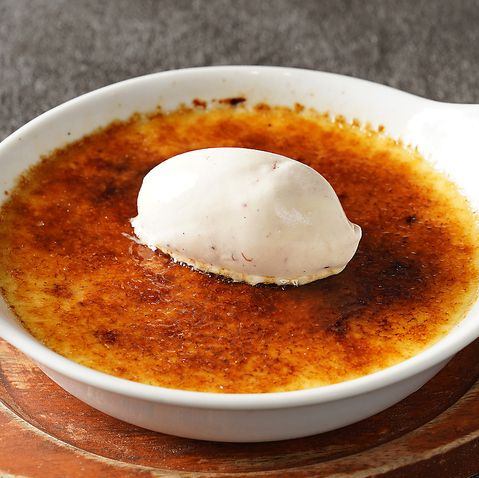 Creme brulee with seasonal ice cream