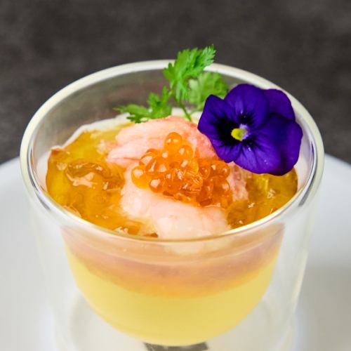 Crab, shrimp, salmon roe, creamy carrot mousse and lobster jelly