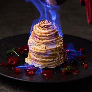 Baked Alaska (baked meringue ice cream cake)