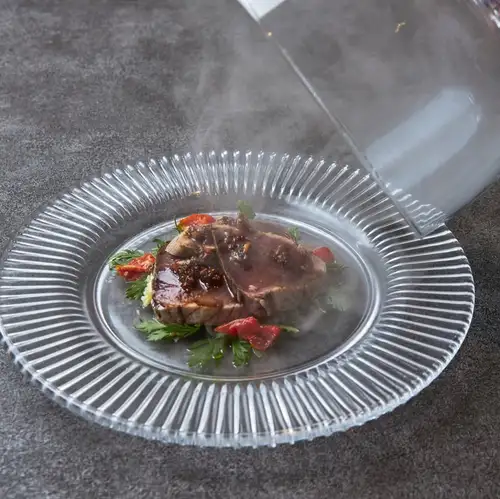 Instant smoked bonito and grilled eggplant