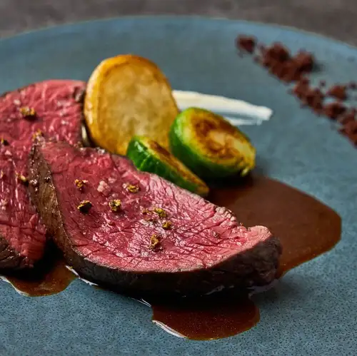 Roasted Ezo deer with poivrade sauce