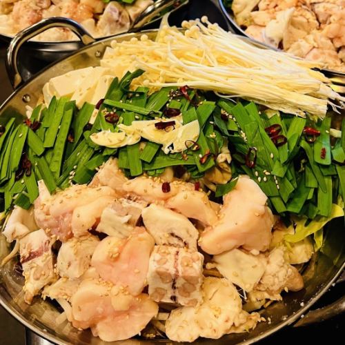 選べる出汁!もつ鍋!生ビールも飲み放題!料理7品☆2時間飲み放題付☆あぶりやコース 5000円