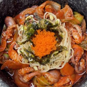 Stone-grilled flying fish roe bibimbap