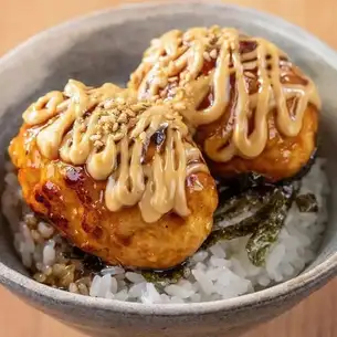 Local chicken meatball rice bowl