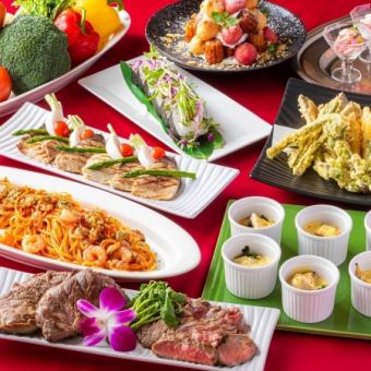 【夏の歓送迎会】牛肉のグリエやミートサラダの季節で彩るプラン【GOLD】~6,600円~