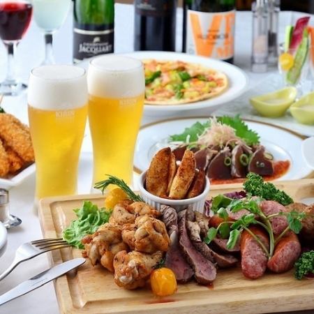 お食事はお好みに合わせてビュッフェで、乾杯は麒麟のビールで♪