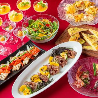 평일【90분제】소 스테이크 무제한 뷔페+100종 알코올 음료 무제한