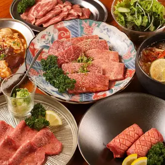 定番焼肉3種盛りやネギ塩牛タン等全7品を満喫！