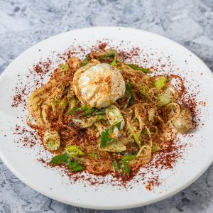 カキと九条ネギのペペロンチーノ