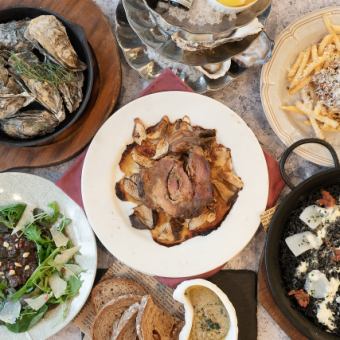 【歓送迎会プラン】生牡蠣と塊豚の薪焼！カジュアルパーティーコース（2時間飲み放題付き）