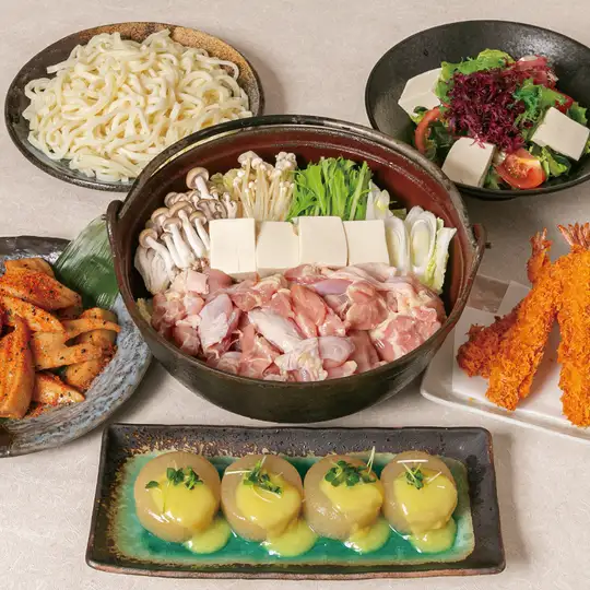 11/16～【お手軽】焼きあごだしの鶏鍋　3990円（税込）宴コース※2h（LO90分）飲み放題付き