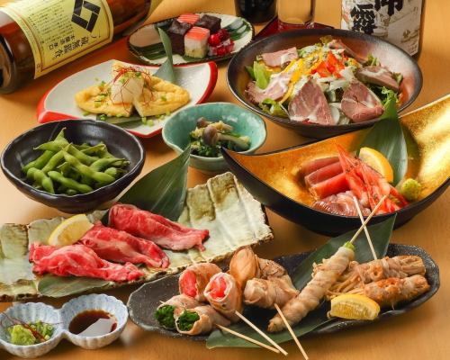 A banquet with meat sushi and seafood!