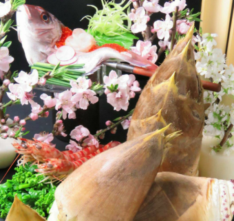 [Creative luxury] 120 minutes of 9 dishes including tataki Japanese black beef and rice cooked with bamboo shoots and asari (all-you-can-drink) ⇒ 5,000 yen